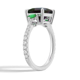3 CT. Princess Cut Alexandrite Engagement Ring With Emerald Side Stones