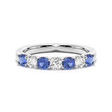 Blue Sapphire And Moissanite Anniversary Band