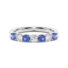 Blue Sapphire And Moissanite Anniversary Band - MSBLUE Jewelry