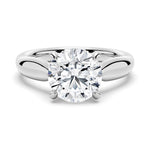 1.5 CT Tapered 4-Prong Hidden Halo Round Moissanite Engagement Ring - MSBLUE Jewelry