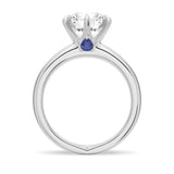 2 CT. Knife-Edge 6-Prong Round Moissanite Engagement Ring With Hidden Sapphire