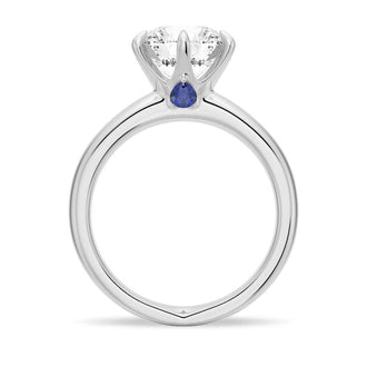 2 CT. Knife-Edge 6-Prong Round Moissanite Engagement Ring With Hidden Sapphire - MSBLUE Jewelry