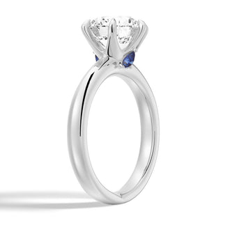 2 CT. Knife-Edge 6-Prong Round Moissanite Engagement Ring With Hidden Sapphire - MSBLUE Jewelry