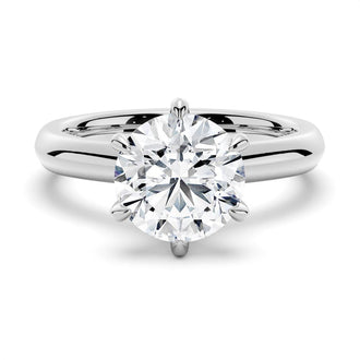 2 CT. Knife-Edge 6-Prong Round Moissanite Engagement Ring With Hidden Sapphire - MSBLUE Jewelry