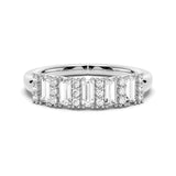 Emerald Cut And Round Pave Moissanite Anniversary Band