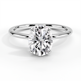 14K White Gold Classic Four-Prong Oval Cut Engagement Ring