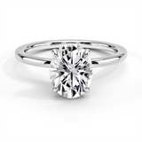 Solitaire Oval Cut Engagement Ring With Hidden Halo