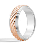 7mm Two-Tone Carved Men's Wedding Band - MSBLUE Jewelry