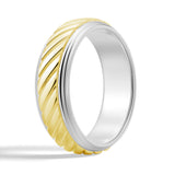 7mm Two-Tone Carved Men's Wedding Band - MSBLUE Jewelry