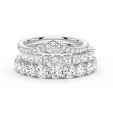 Round And Princess Moissanite Eternity Bands with Curved V Wedding Stacking Rings