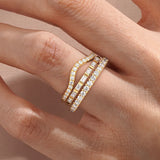 Baguette and Round Cut Moissanite Wedding Bands with French Pave Band Stacking Rings