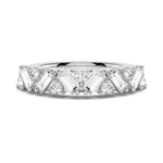 Art Deco Round And Baguette Moissanite Wedding Band - MSBLUE Jewelry