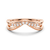 Double Row Curved Crossover Contour Wedding Band