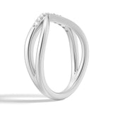 Double Row Curved Crossover Contour Wedding Band