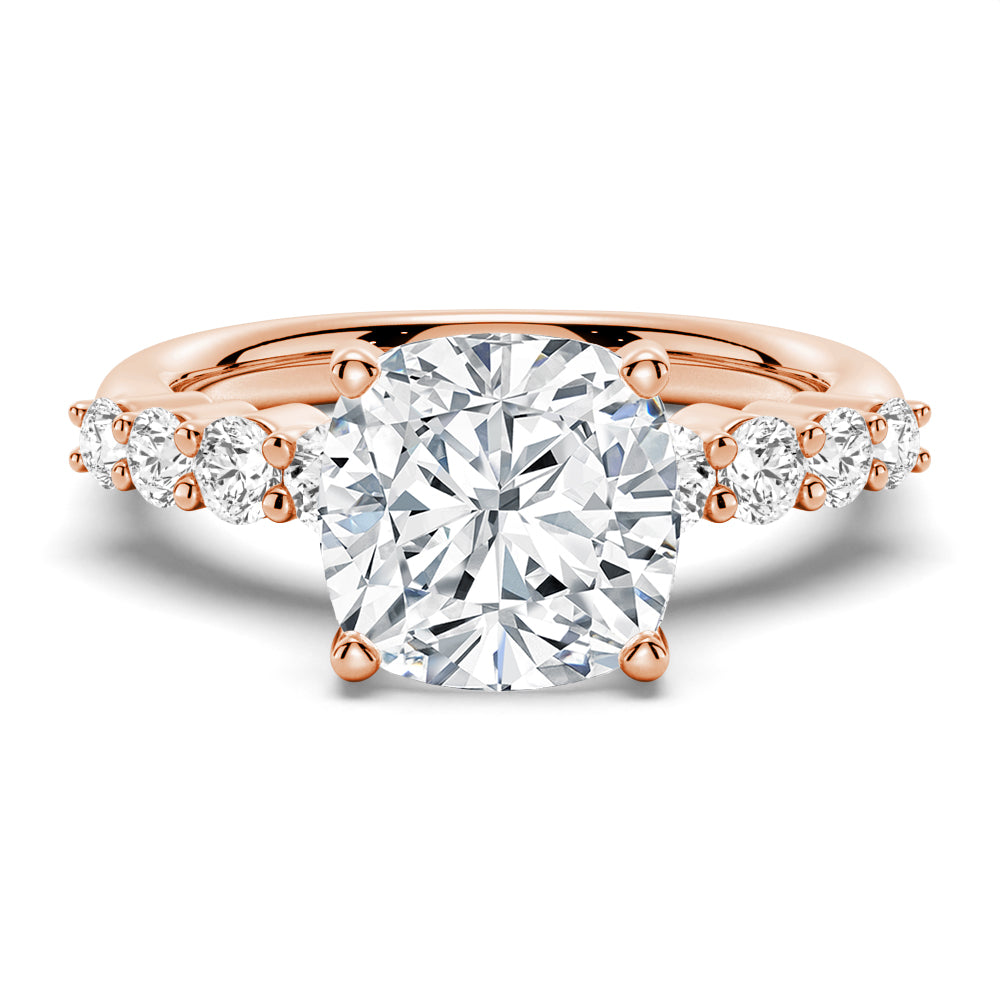 Classic Shared-Prong Cushion Cut Moissanite Engagement Ring