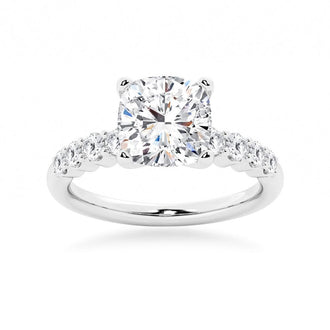 Classic Shared-Prong Cushion Cut Engagement Ring - MSBLUE Jewelry