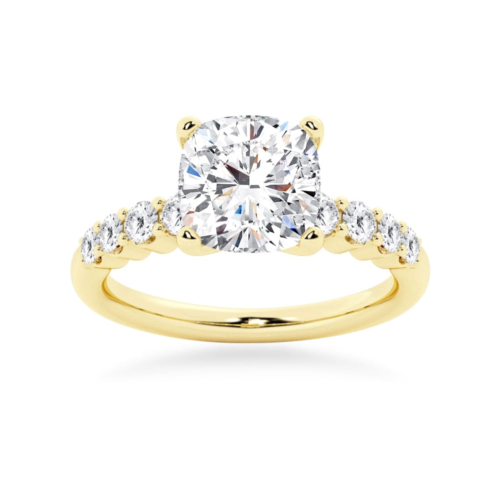 Classic Shared-Prong Cushion Cut Moissanite Engagement Ring