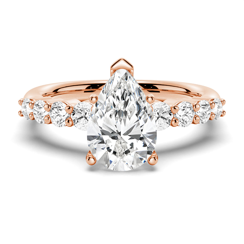 Classic Shared-Prong Pear Shaped Moissanite Engagement Ring