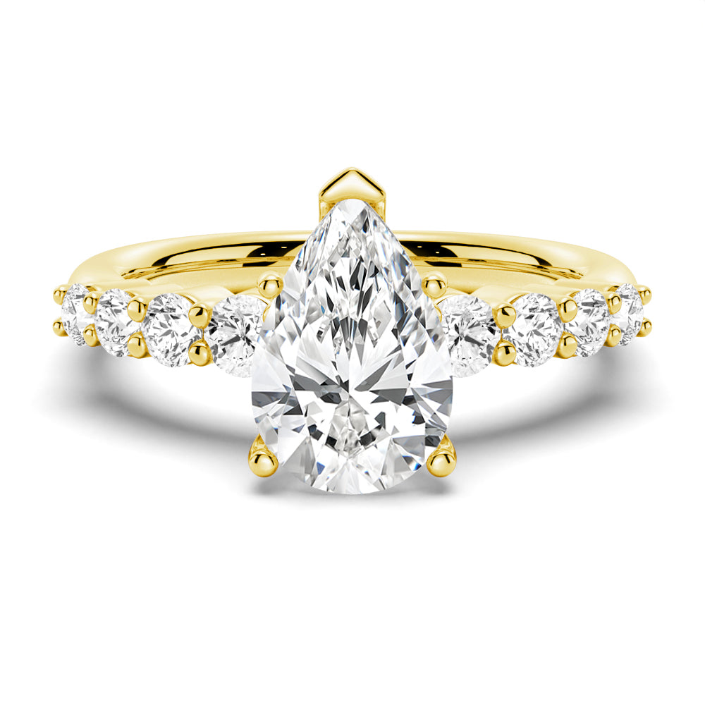 Classic Shared-Prong Pear Shaped Moissanite Engagement Ring