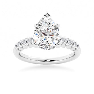 Classic Shared-Prong Pear Shaped Engagement Ring - MSBLUE Jewelry