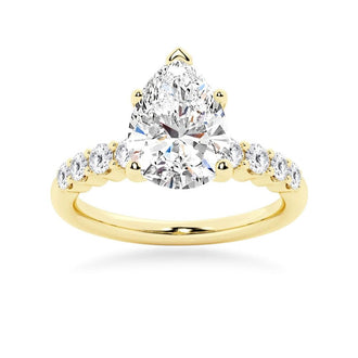 Classic Shared-Prong Pear Shaped Engagement Ring - MSBLUE Jewelry