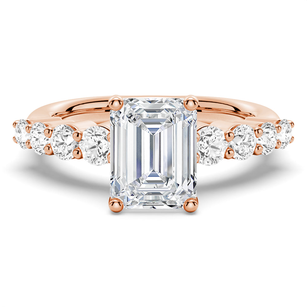 Classic Shared-Prong Emerald Cut Moissanite Engagement Ring