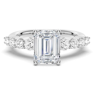 Classic Shared-Prong Emerald Cut Engagement Ring - MSBLUE JEWELRY