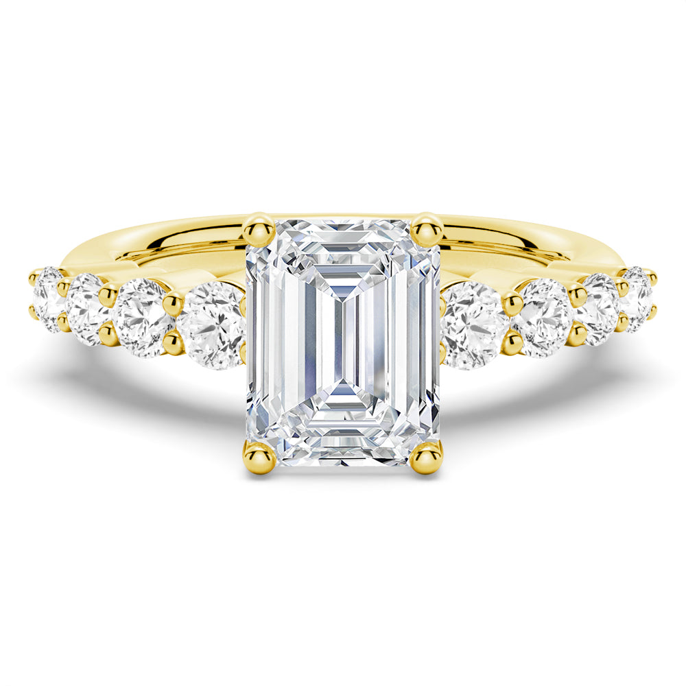 Classic Shared-Prong Emerald Cut Moissanite Engagement Ring