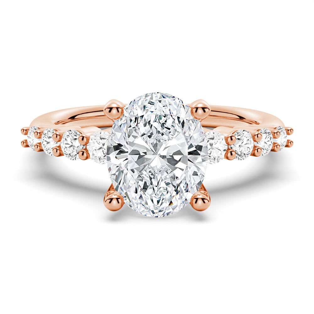 Classic Shared-Prong Oval Cut Moissanite Engagement Ring