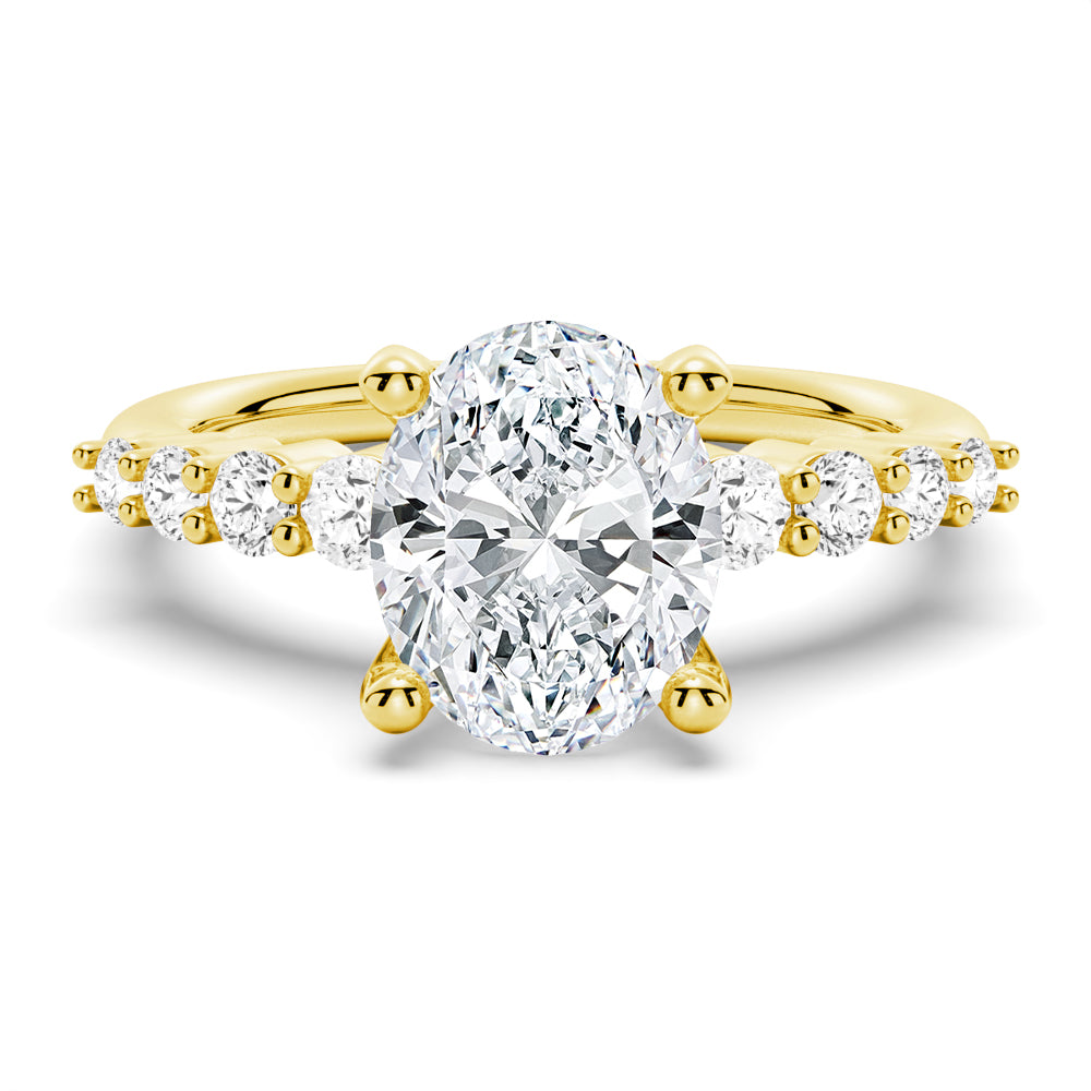 Classic Shared-Prong Oval Cut Moissanite Engagement Ring