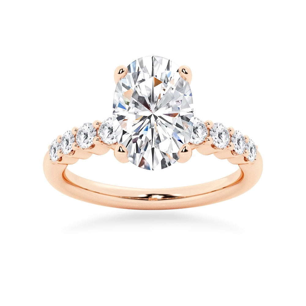 Classic Shared-Prong Oval Cut Moissanite Engagement Ring