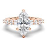 Classic Shared-Prong Marquise Cut Moissanite Engagement Ring