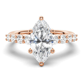 Classic Shared-Prong Marquise Cut Moissanite Engagement Ring - MSBLUE JEWELRY