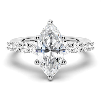 Classic Shared-Prong Marquise Cut Moissanite Engagement Ring - MSBLUE JEWELRY