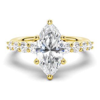 Classic Shared-Prong Marquise Cut Moissanite Engagement Ring - MSBLUE JEWELRY