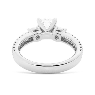 NEW Double Row Pave Three Stone Cushion Cut Engagement Ring - MSBLUE Jewelry