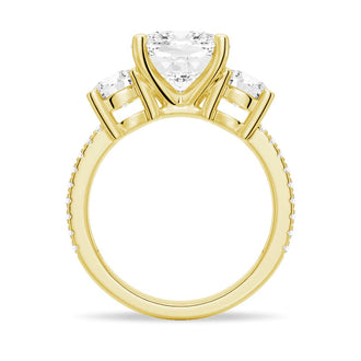 NEW Double Row Pave Three Stone Cushion Cut Engagement Ring - MSBLUE JEWELRY