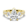 NEW Double Row Pave Three Stone Pear Shaped Moissanite Engagement Ring - MSBLUE JEWELRY