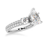 Double Row Pave Three Stone Pear Shaped Engagement Ring - MSBLUE Jewelry