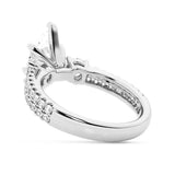 NEW Double Row Pave Three Stone Marquise Cut Moissanite Engagement Ring