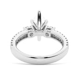 NEW Double Row Pave Three Stone Marquise Cut Moissanite Engagement Ring
