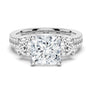 Double Row Pave Three Stone Princess Cut Engagement Ring - MSBLUE JEWELRY