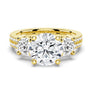 Double Row Pave Three Stone Round Cut Engagement Ring - MSBLUE JEWELRY