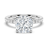 Cushion Cut Engagement Ring With Eternity Pave Band