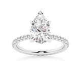 Pear Shaped Moissanite Engagement Ring With Eternity Pave Band