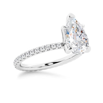 Pear Shaped Engagement Ring With Eternity Pave Band - MSBLUE Jewelry