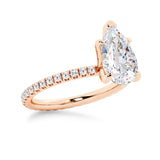 Pear Shaped Moissanite Engagement Ring With Eternity Pave Band