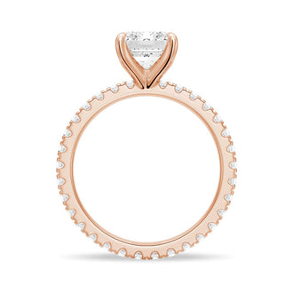 Emerald Cut Engagement Ring With Eternity Pave Band - MSBLUE JEWELRY