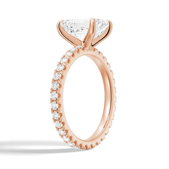 Emerald Cut Engagement Ring With Eternity Pave Band - MSBLUE JEWELRY