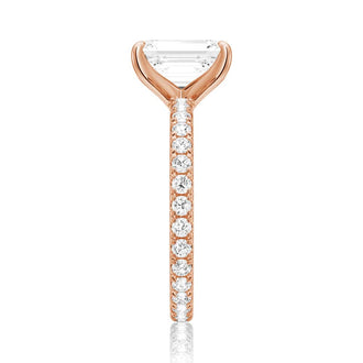 Emerald Cut Engagement Ring With Eternity Pave Band - MSBLUE JEWELRY